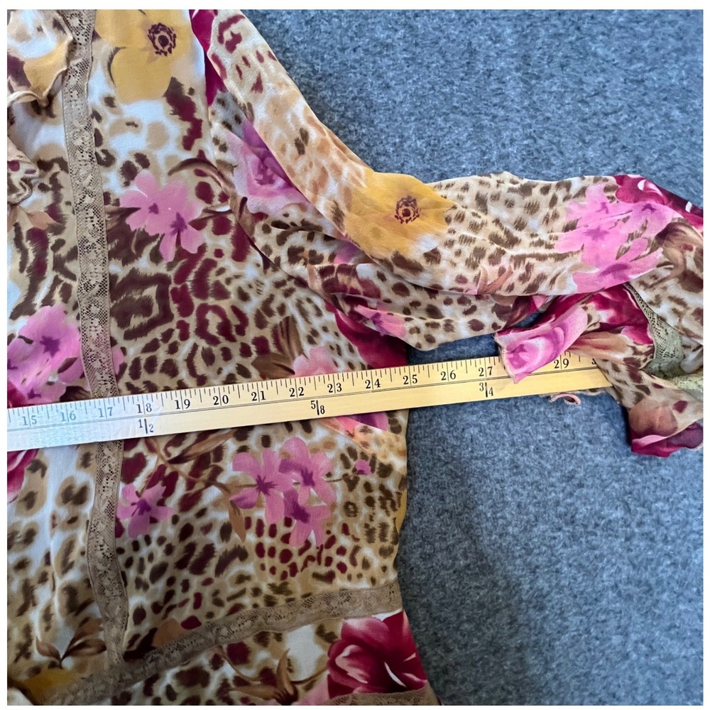 NYC Design Co Silk Skirt Set Womens 2X 3X Leopard Floral Whimsigoth Vtg Y2K Boho - Picture 5 of 16